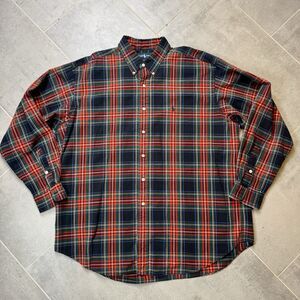 Ralph Lauren Blake Tartan Plaid Button Down Shirt Red Green Blue Mens XL VGUC